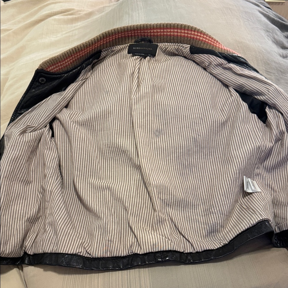BCBGMaxAzria Black Bomber Leather Jacket - Picture 6 of 13